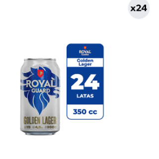 24x Cerveza Royal Guard Golden Lager 4.5° Lata 350cc