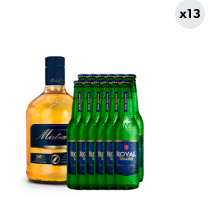 Pack Pisco Mistral 35° 750cc + 12x Cerveza Royal Guard 5.0° Botella 355cc
