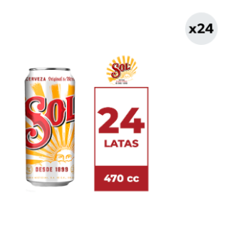 24x Cerveza Sol 4.5° Lata 470cc
