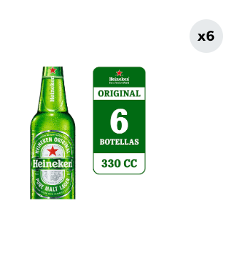 Pack 6 Cervezas Heineken 5.0° Botella 330cc