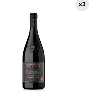 3x Vino Tarapacá Gran Reserva Etiqueta Negra Carmenere 750cc