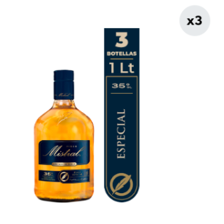 3x Pisco Mistral 35° 1L