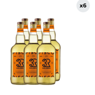 6x Pisco Tres Erres 35° 1L