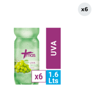 Pack 6 Aguas Saborizada Mas Uva Botella 1.6L
