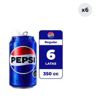 Pack 6 Bebidas Pepsi Lata 350cc