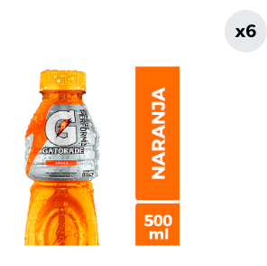 6x Bebida Isotónica Gatorade Naranja 500cc