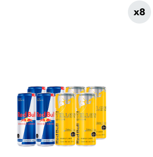 8x Bebida Energética Red Bull Tradicional + Tropical 250cc
